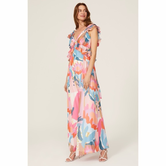 Multi Print Large Ruffle Maxi Dress - Picture 4 of 8